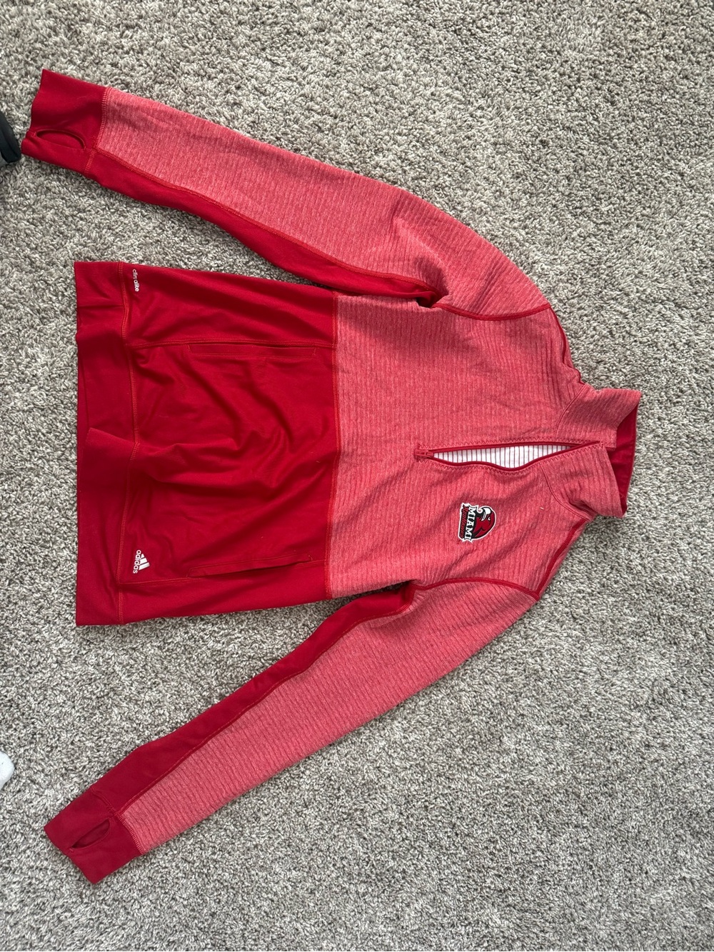 Miami of Ohio adidas Red & White Half-Zip Pullover